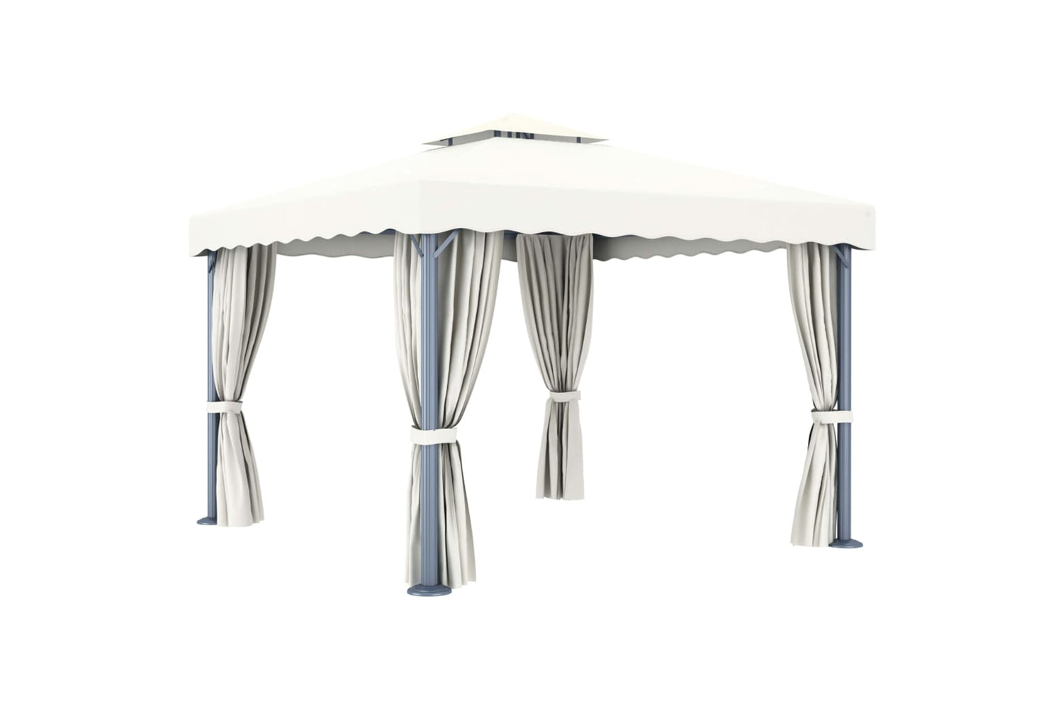 Vidaxl 3053377 Gazebo With Curtain 3x3 M Cream White Aluminium-4