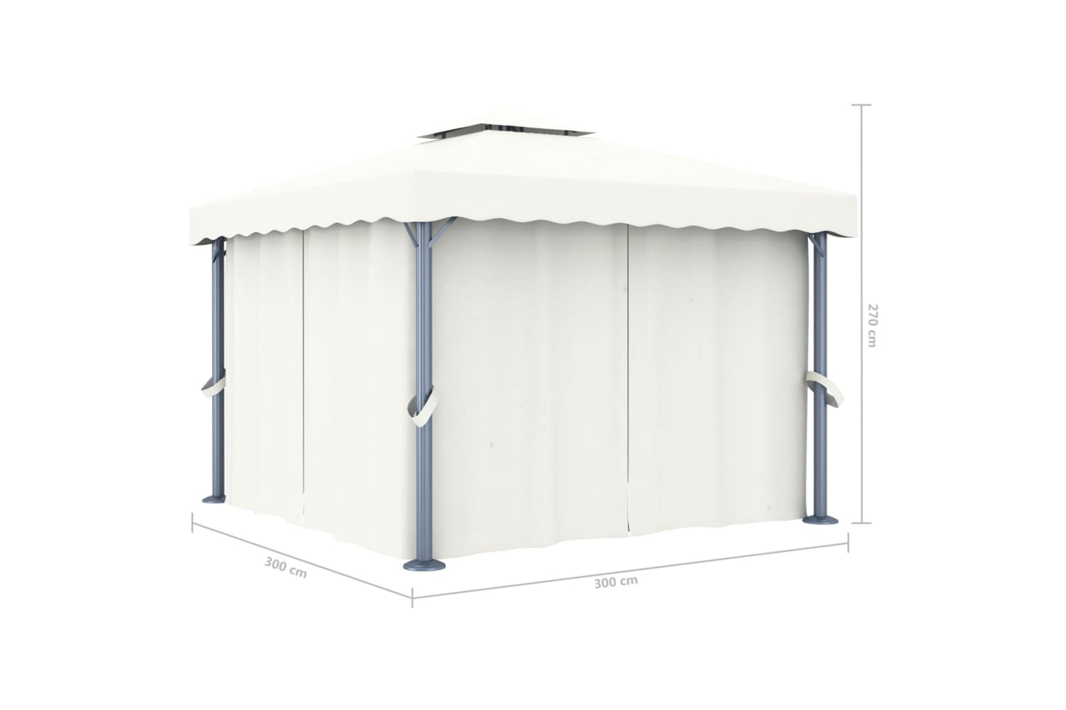 Vidaxl 3053377 Gazebo With Curtain 3x3 M Cream White Aluminium-6