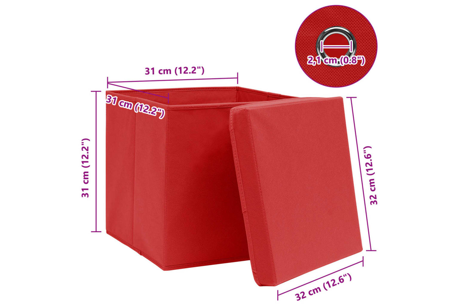 Vidaxl 288364 Storage Boxes With Lids 10 Pcs Red 32x32x32 Cm Fabric-6