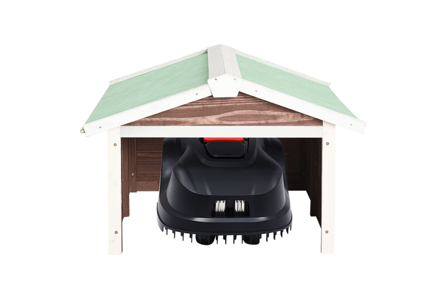vidaXL 170880 Robotic Lawn Mower Garage 72x87x50cm Mocca And White Firwood-2