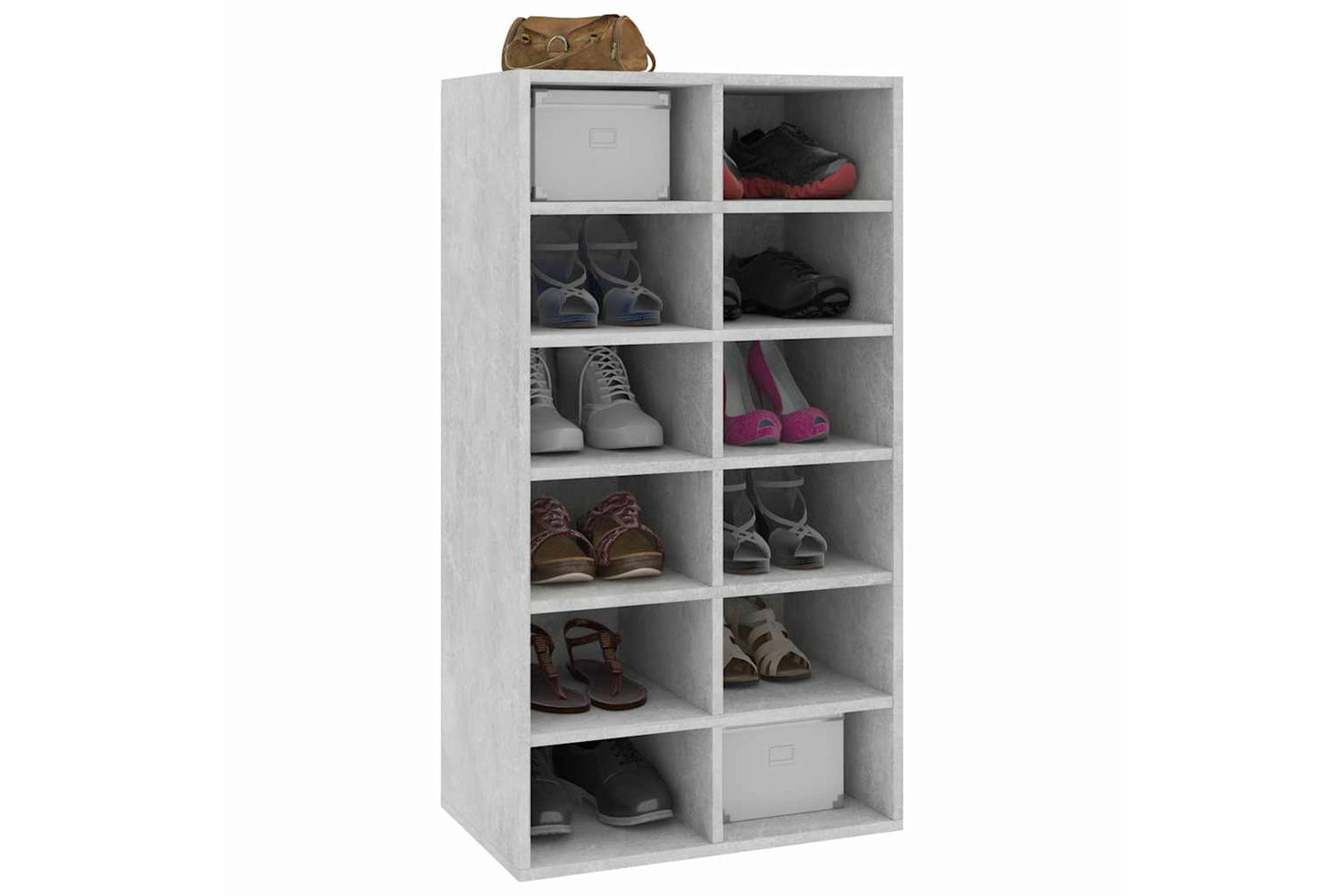 vidaXL 800400 Shoe Rack Concrete Grey 54x34x100.5cm Engineered Wood-2