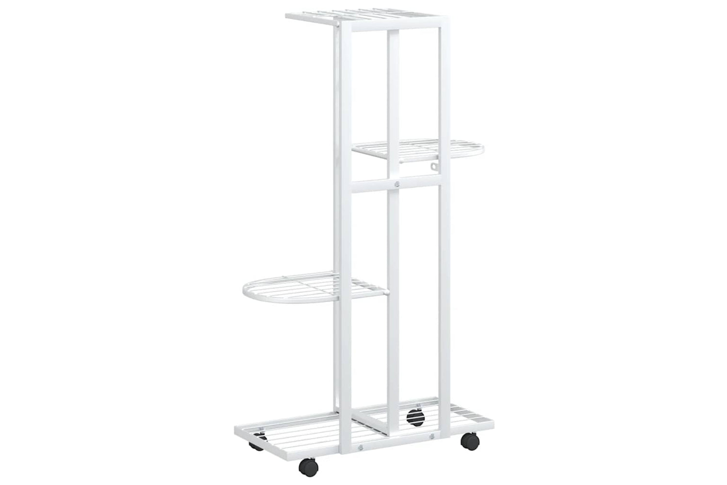 vidaXL 343116 4-floor Flower Stand With Wheels 44x23x80cm White Iron-6