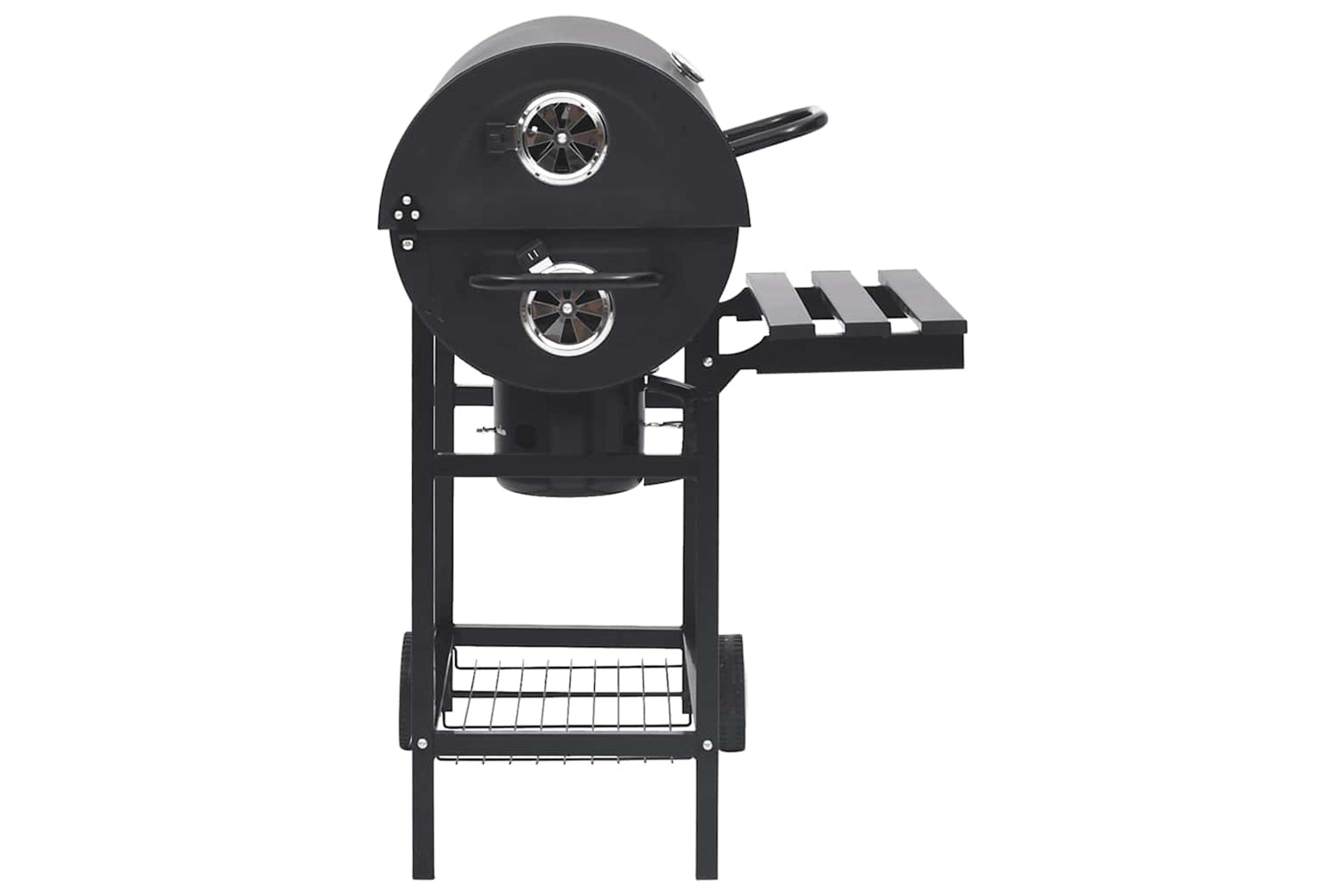Vidaxl Barrel Grill With Wheels And Shelves Black Steel 115x85x95 Cm-4