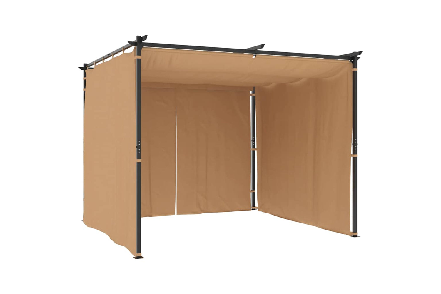 Vidaxl Gazebo With Curtains 3x3 M Taupe Steel-4