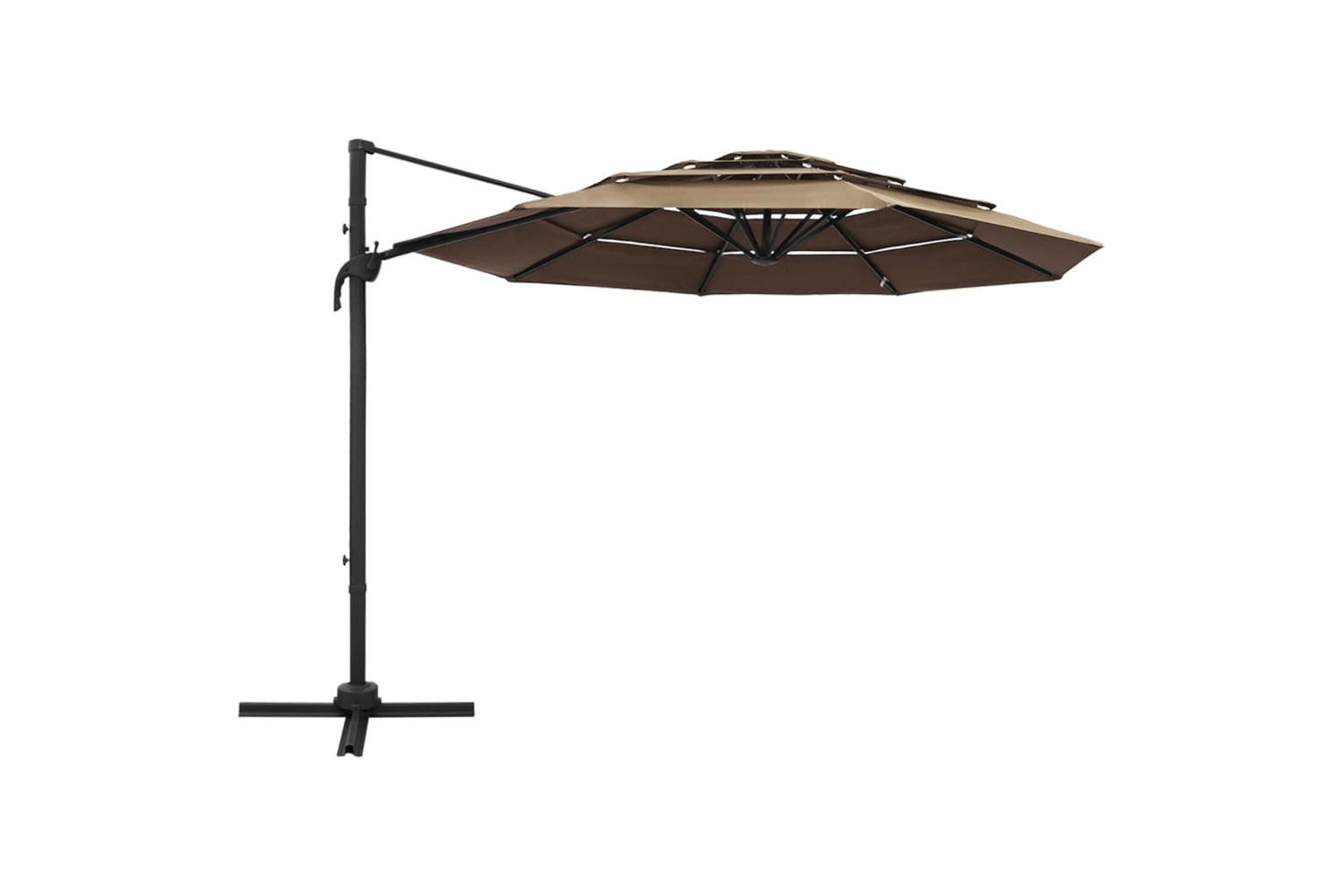 Vidaxl 313831 4-tier Parasol With Aluminium Pole Taupe 3x3 M-2