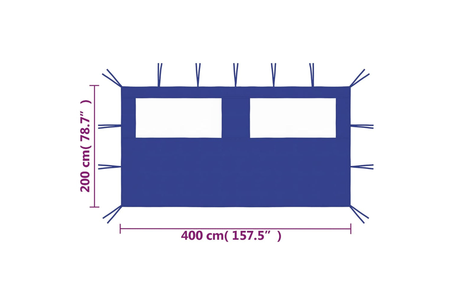 Vidaxl 3070422 Gazebo Sidewall With Windows 4x2 M Blue-4