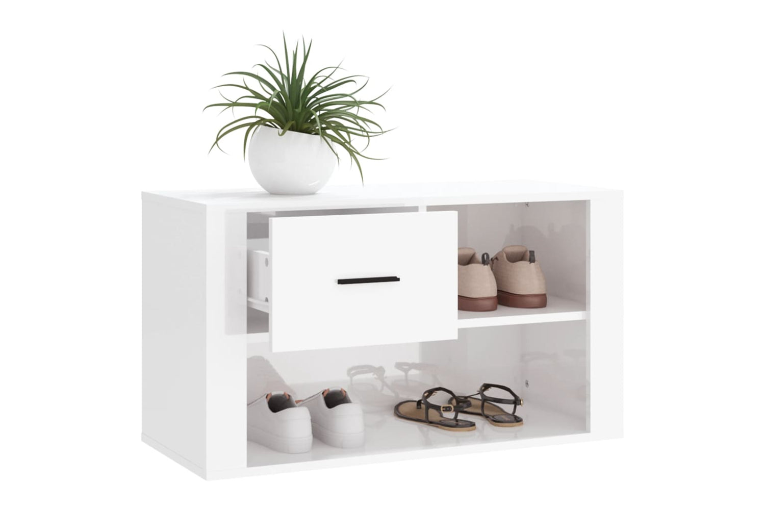 vidaXL 816754 Shoe Cabinet High Gloss White 80x35x45cm Engineered Wood-3