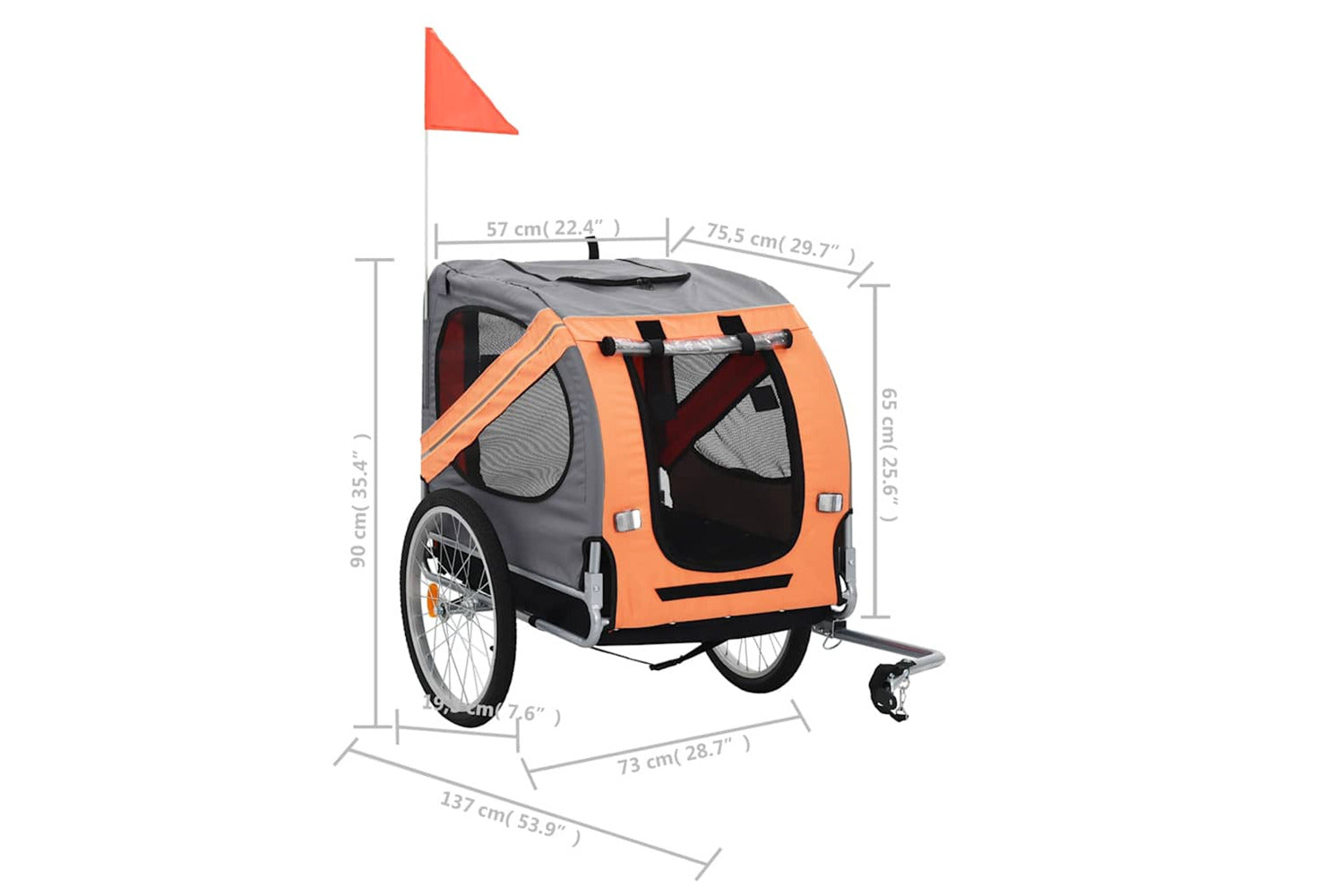 Vidaxl Pet Bike Trailer Orange And Grey-5