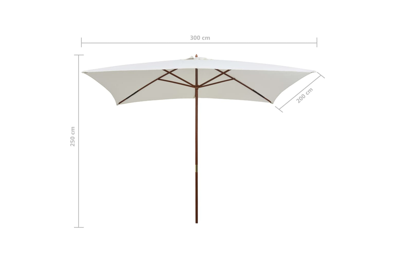 vidaXL 42960 Parasol 200x300cm Wooden Pole Cream White-7