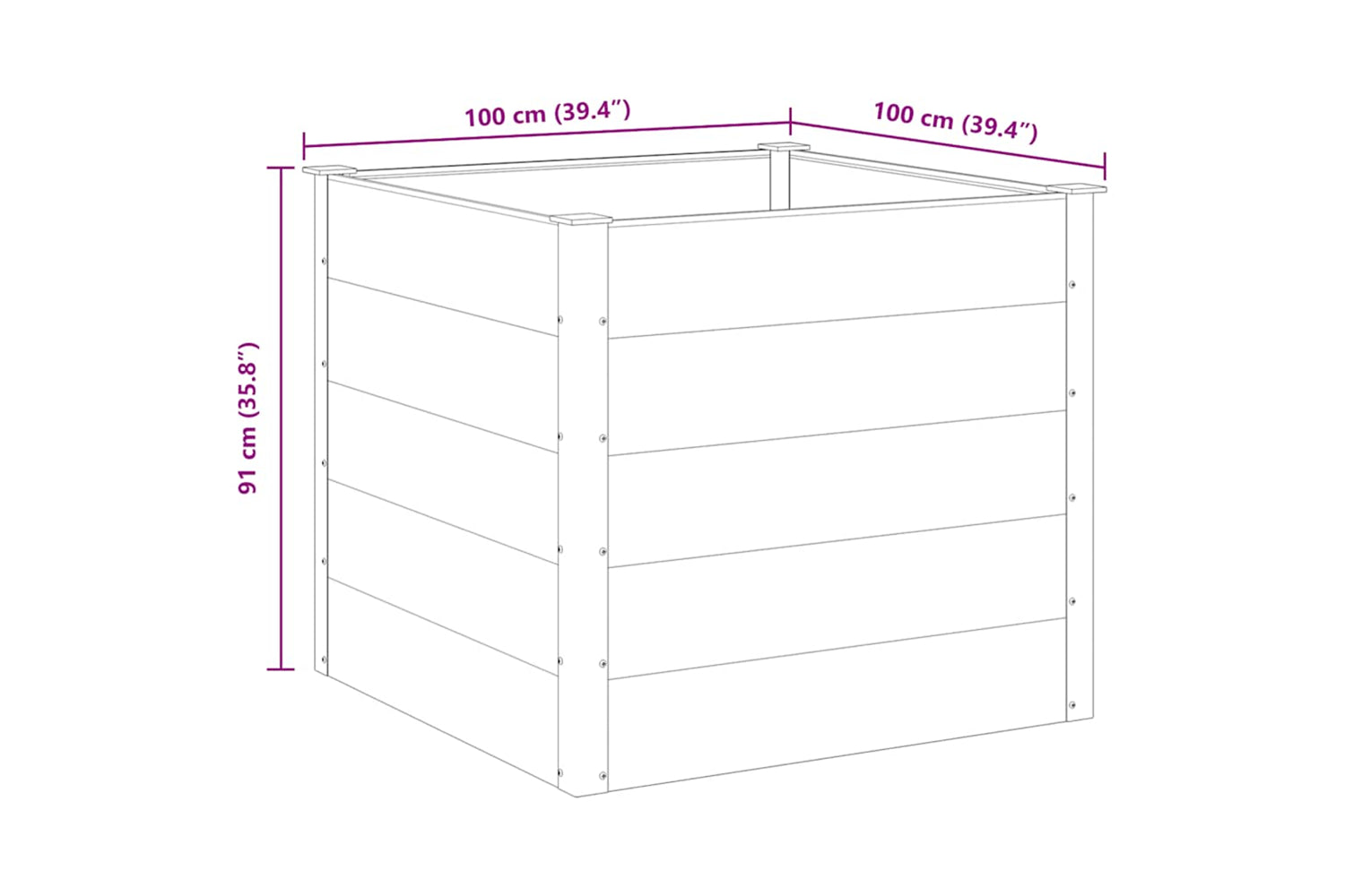 vidaXL 43606 Garden Raised Bed Wpc 100x100x91cm Grey-7