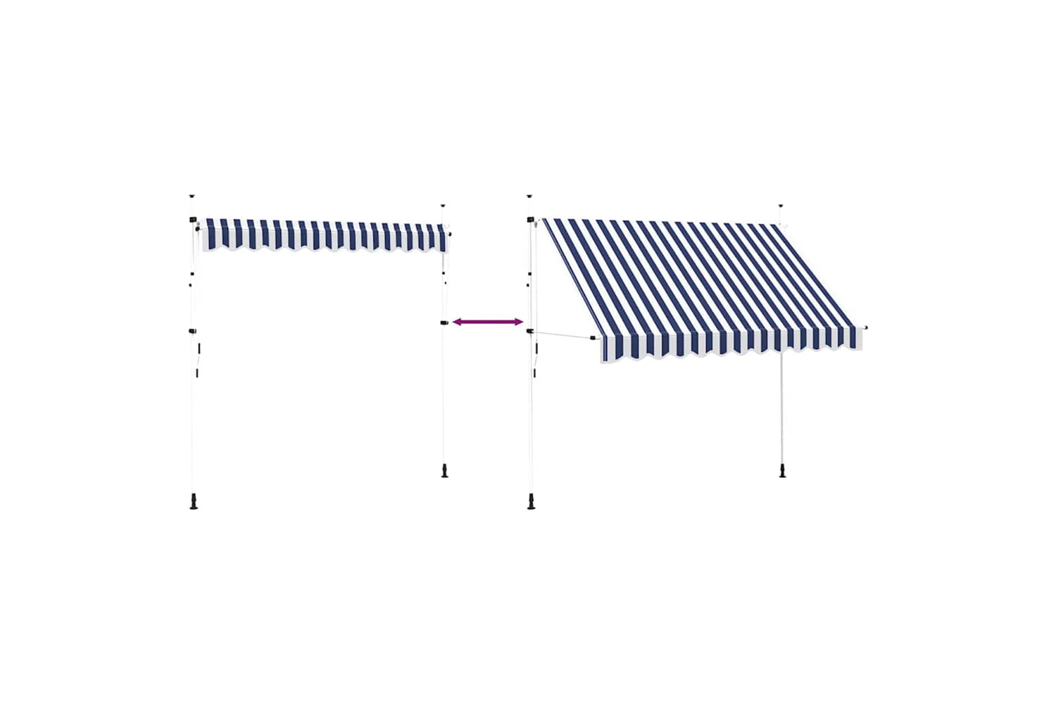 vidaXL 43222 Manual Retractable Awning 300cm Blue And White Stripes-5