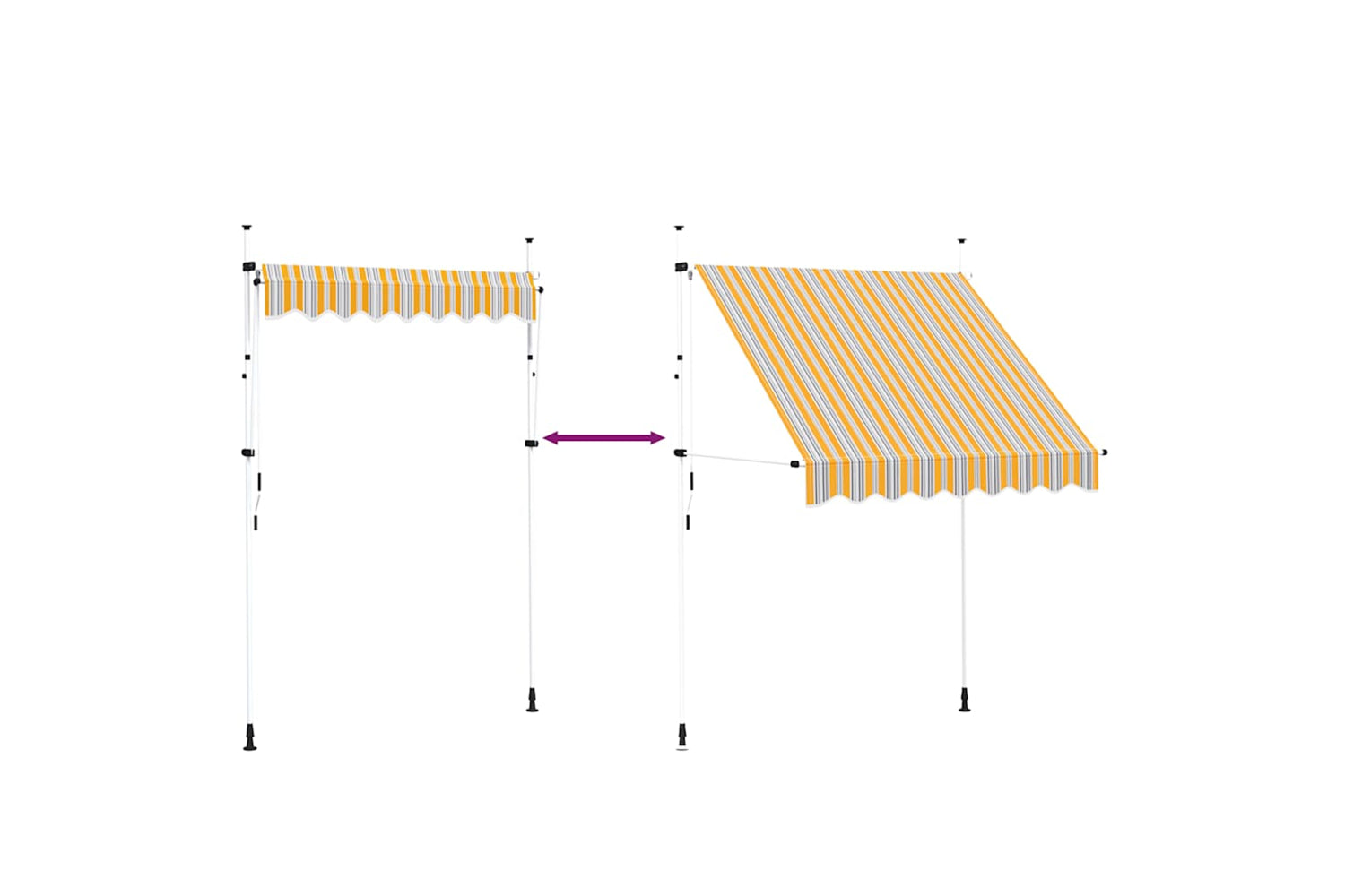 vidaXL 43226 Manual Retractable Awning 200cm Yellow And Blue Stripes-5