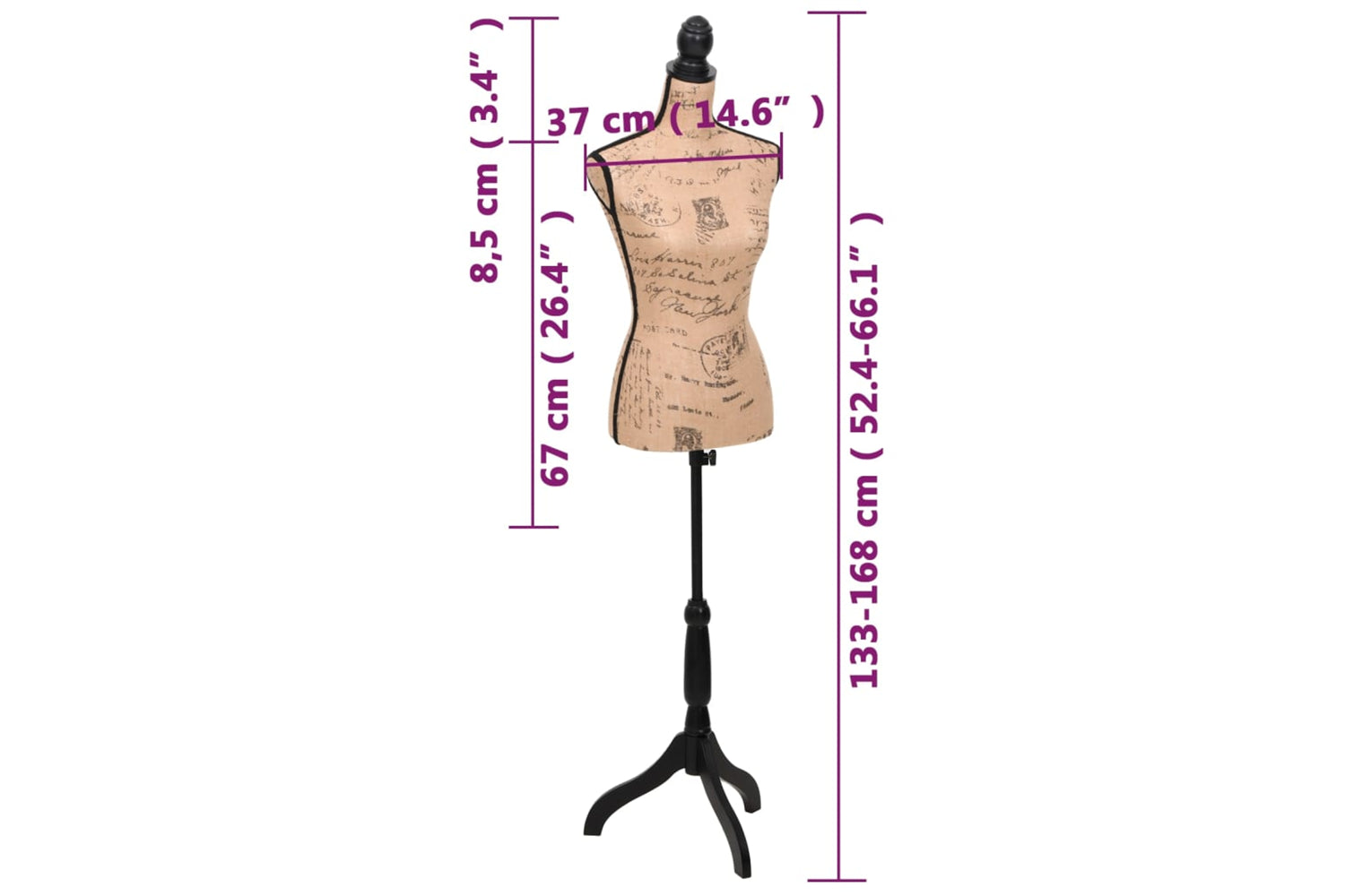 Vidaxl 30029 Ladies Bust Display Bust Brown Black Jute Female Mannequin Display-7