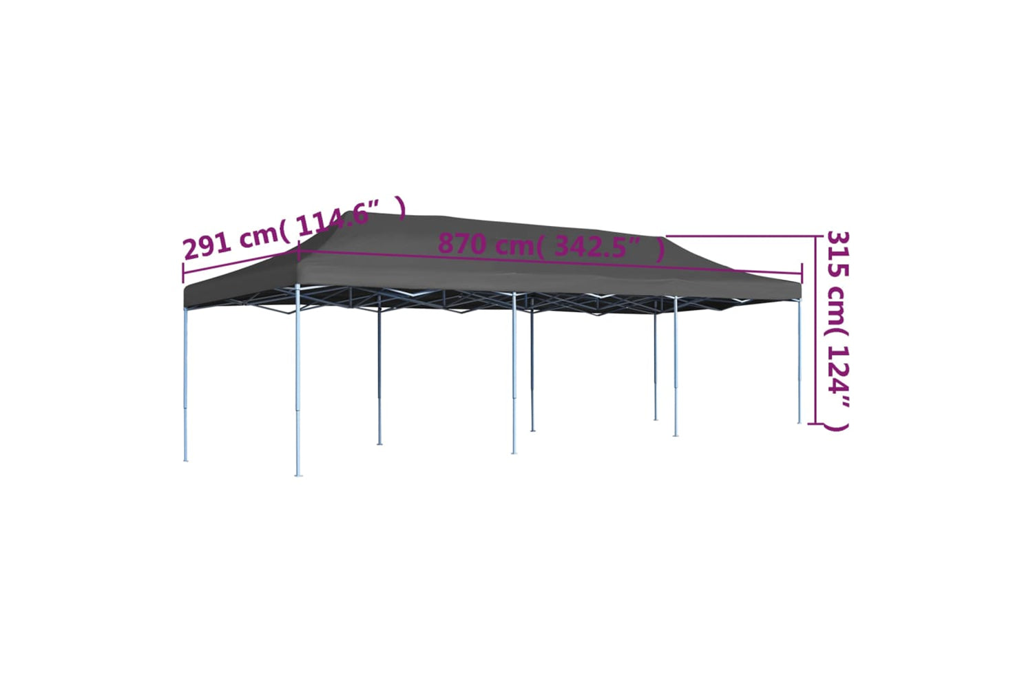 Vidaxl 44980 Folding Pop-up Party Tent 3x9 M Anthracite-9