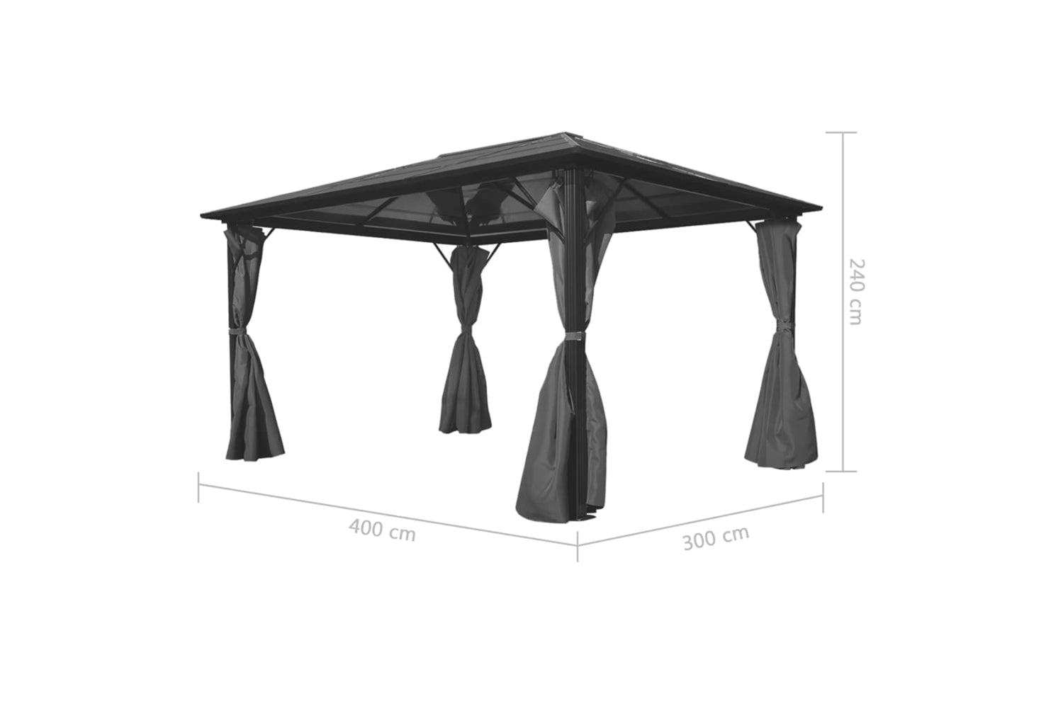 vidaXL 44890 Gazebo With Curtain Anthracite Aluminium 400x300cm-5