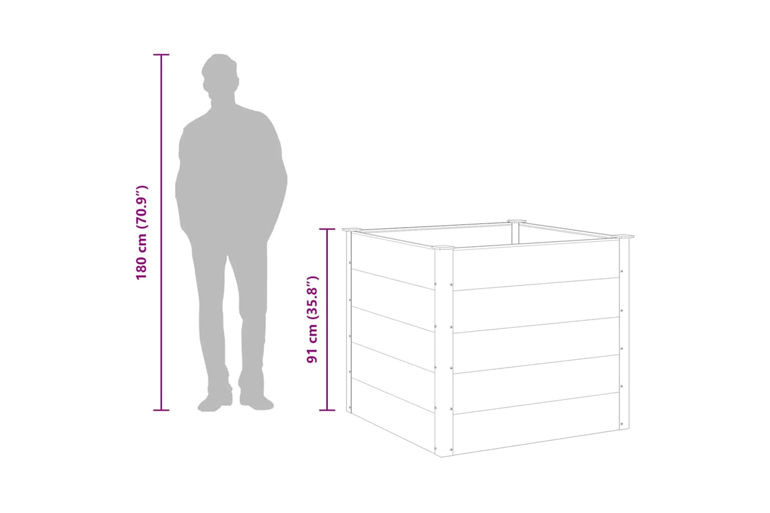 vidaXL 43606 Garden Raised Bed Wpc 100x100x91cm Grey-8