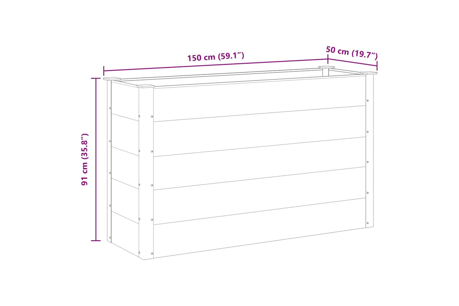 vidaXL 43608 Garden Raised Bed Wpc 150x50x91cm Grey-6
