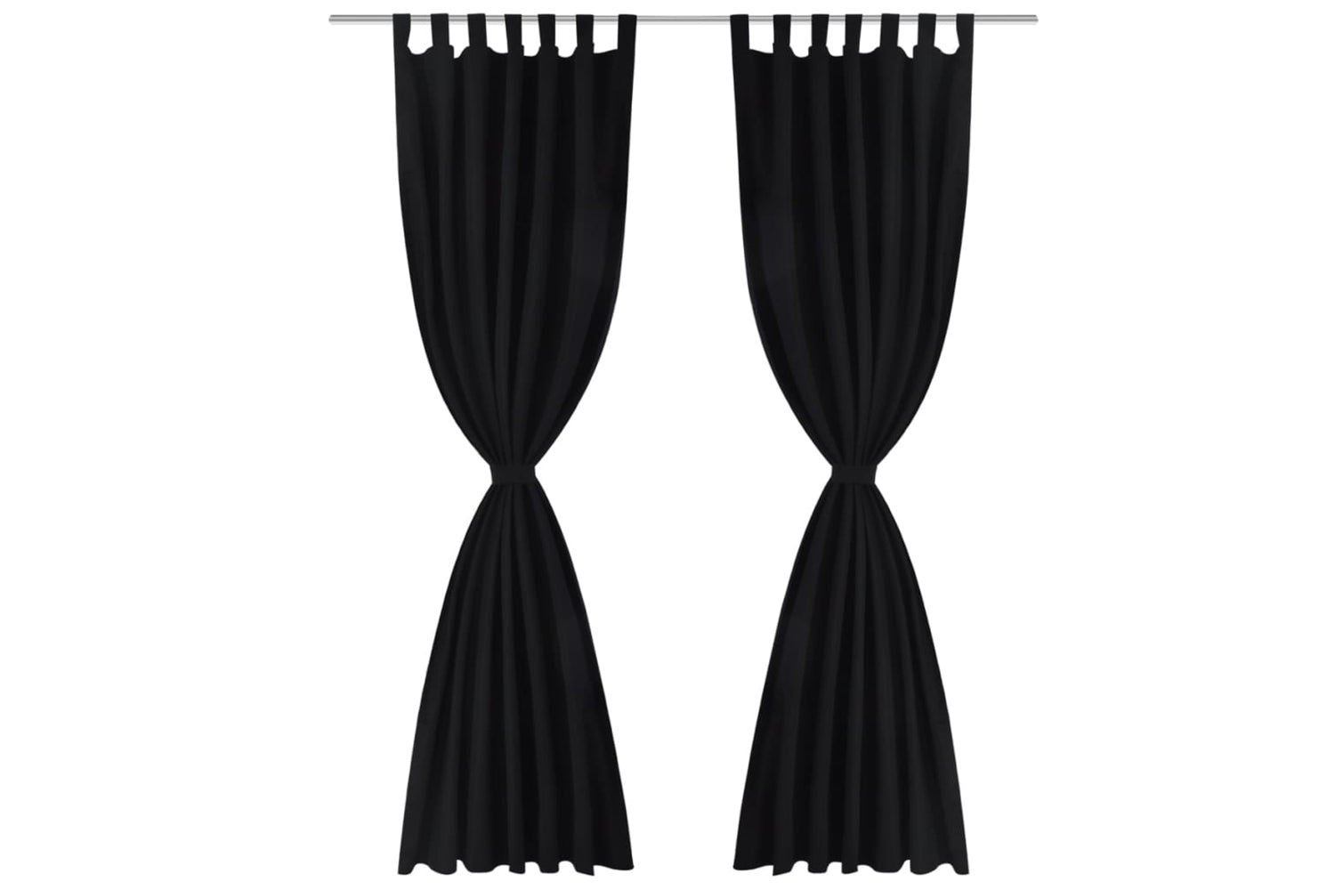 vidaXL 130355 2 Pcs Black Micro-satin Curtains With Loops 140 X 245cm-2