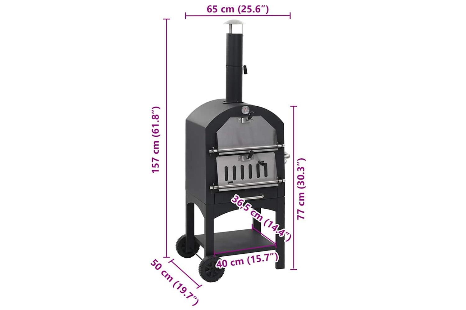 Vidaxl Charcoal Fired Outdoor Pizza Oven With Fireclay Stone-9