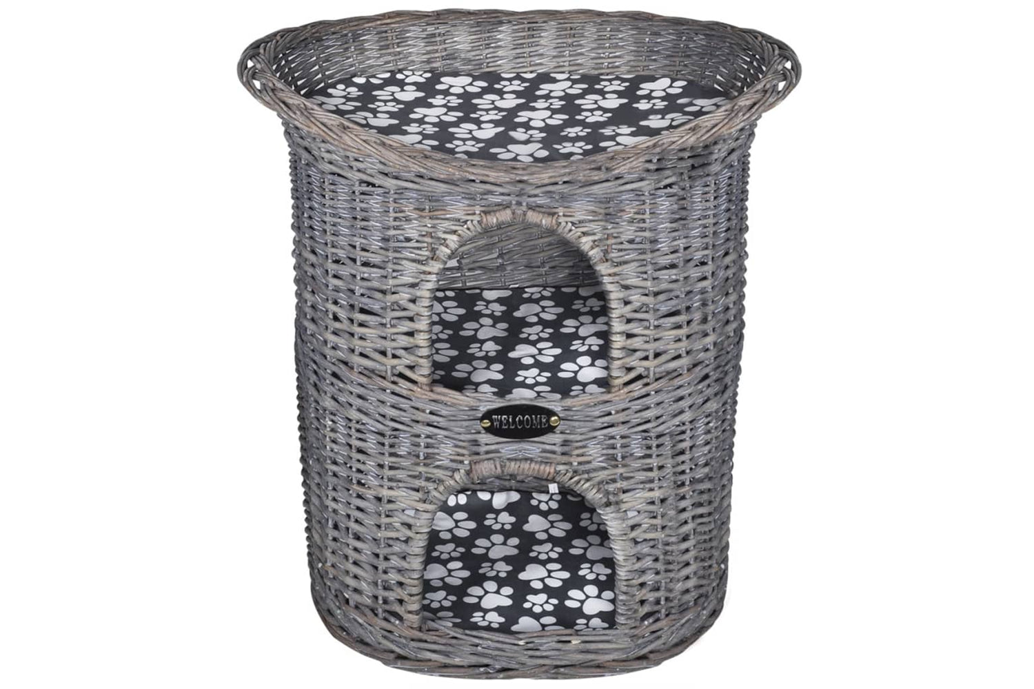 Vidaxl 170223 2-tier Willow Cat Tree Pet House/bed/scratching Post With Cushion-2