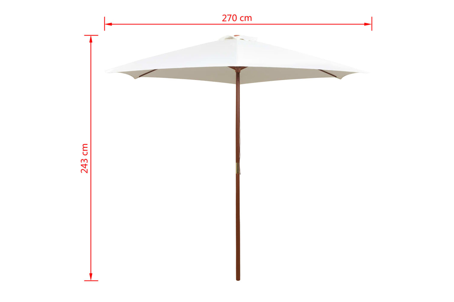 vidaXL 42962 Parasol 270x270cm Wooden Pole Cream White-6
