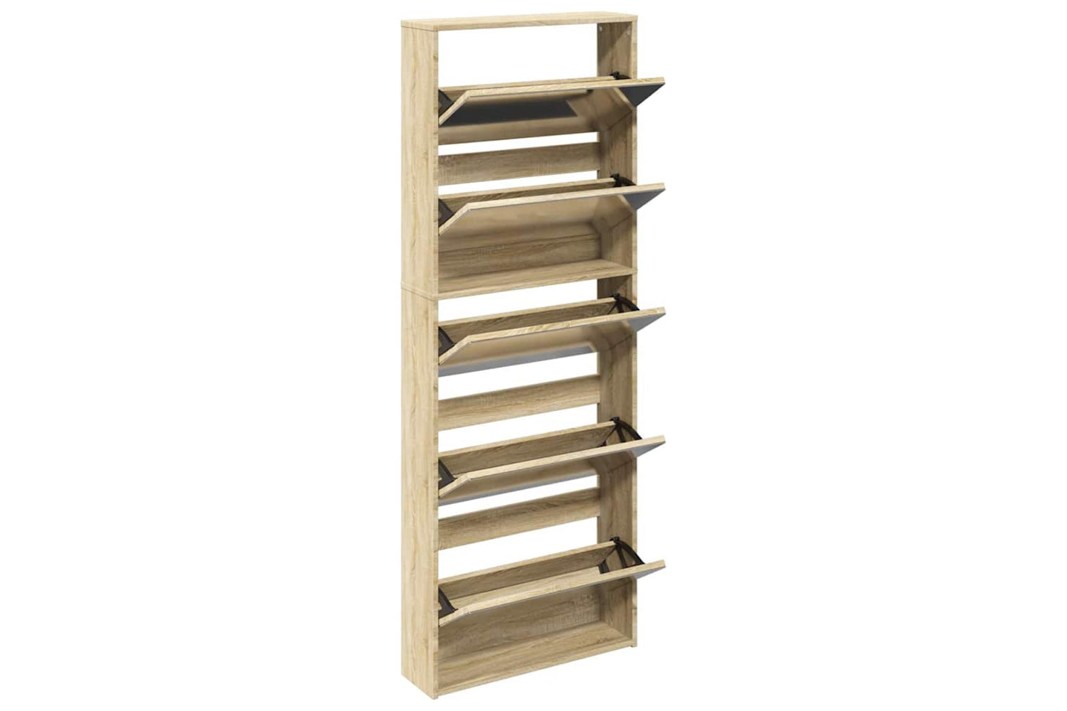 vidaXL 273937 Shoe Cabinet 5-layer Mirror Oak 63x17x169.5cm-2