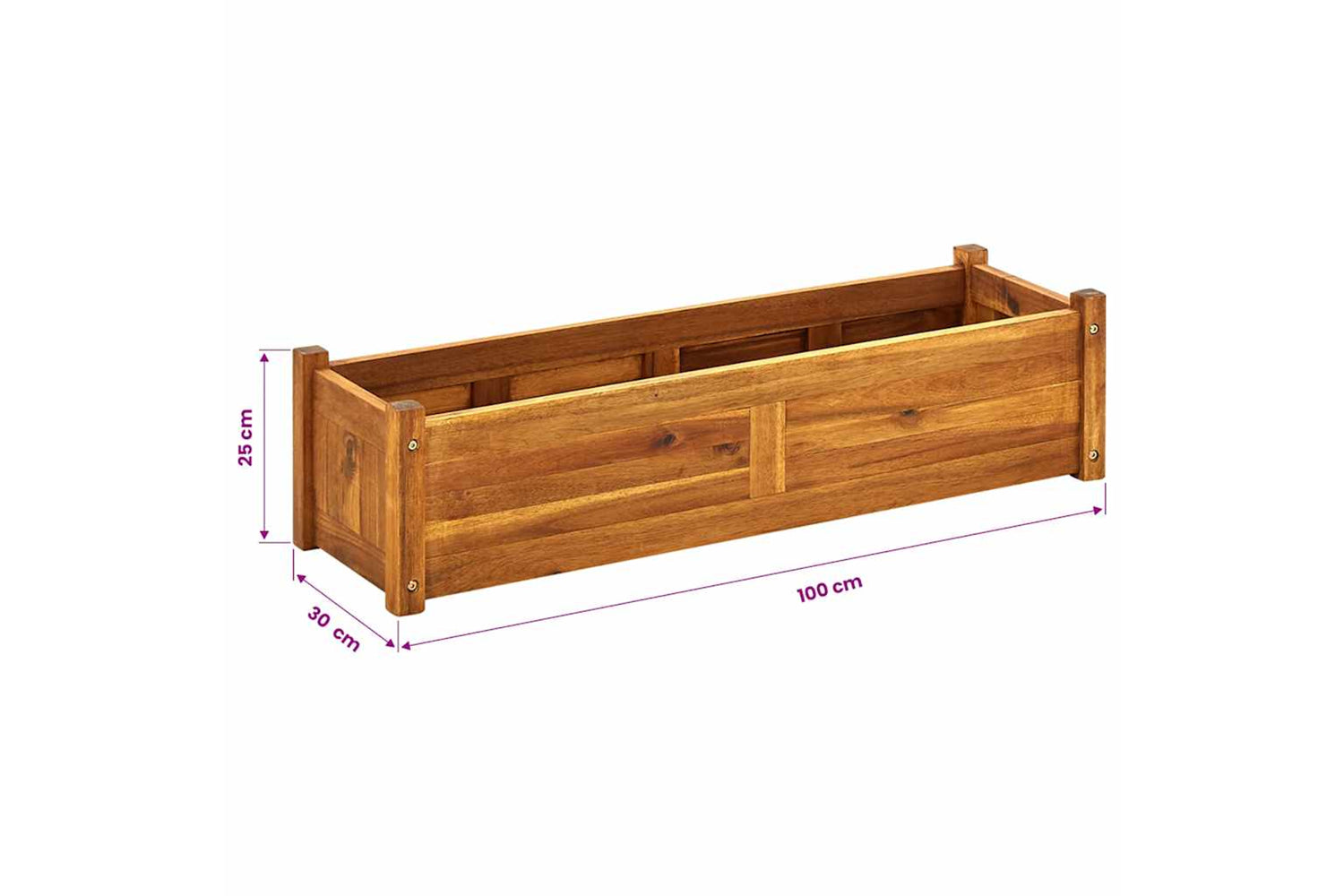 vidaXL 42566 Garden Raised Bed Acacia Wood 100x30x25cm-7