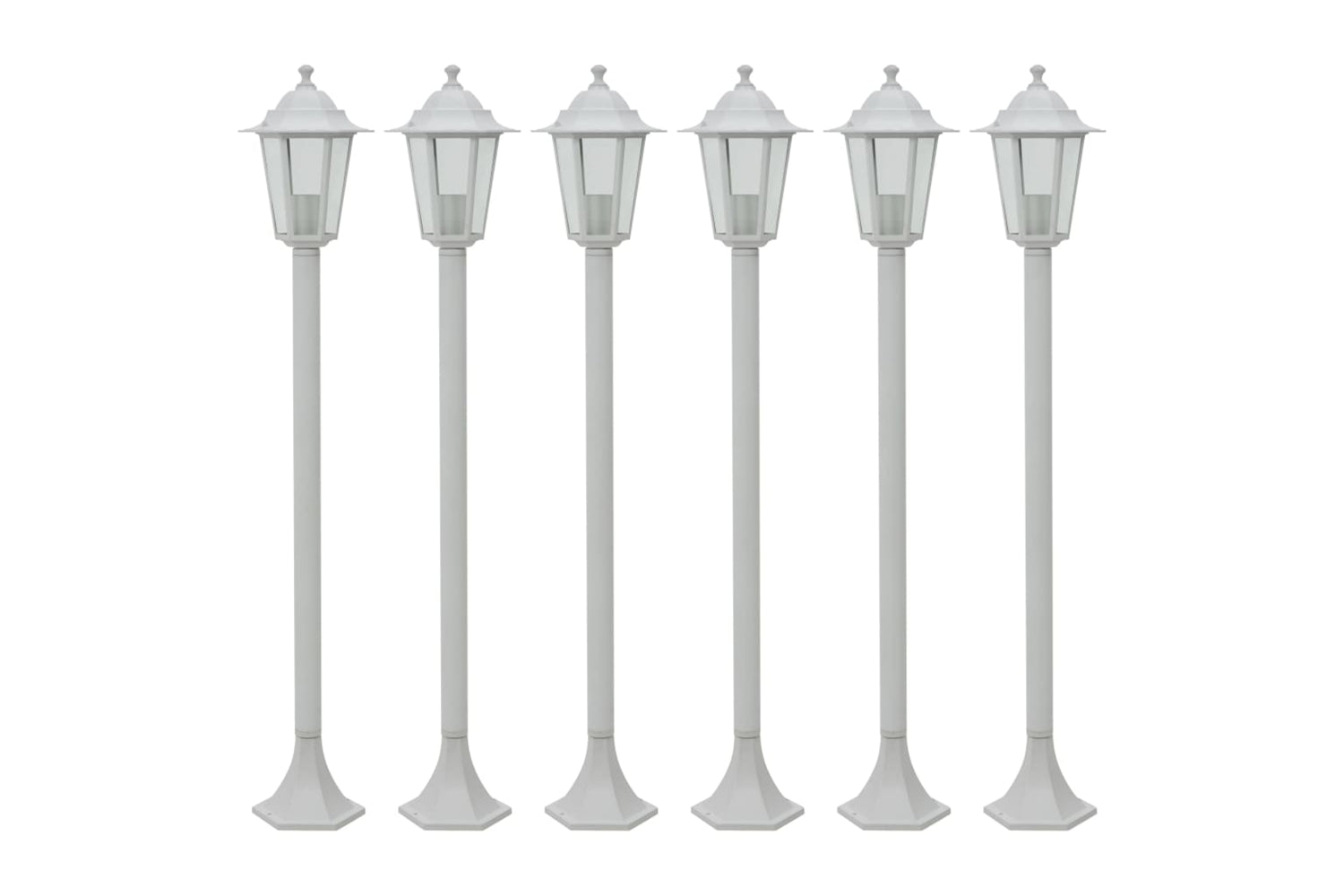 vidaXL 44215 Garden Post Lights 6 Pcs E27 110cm Aluminium White