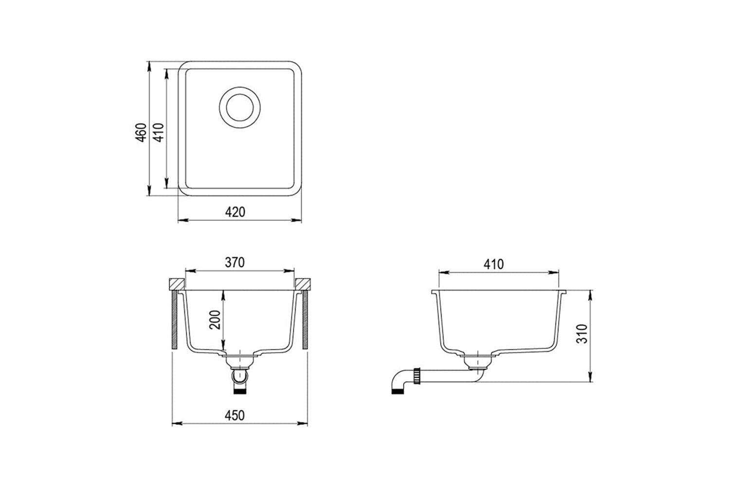 Vidaxl 142961 Granite Kitchen Sink Single Basin Grey-6