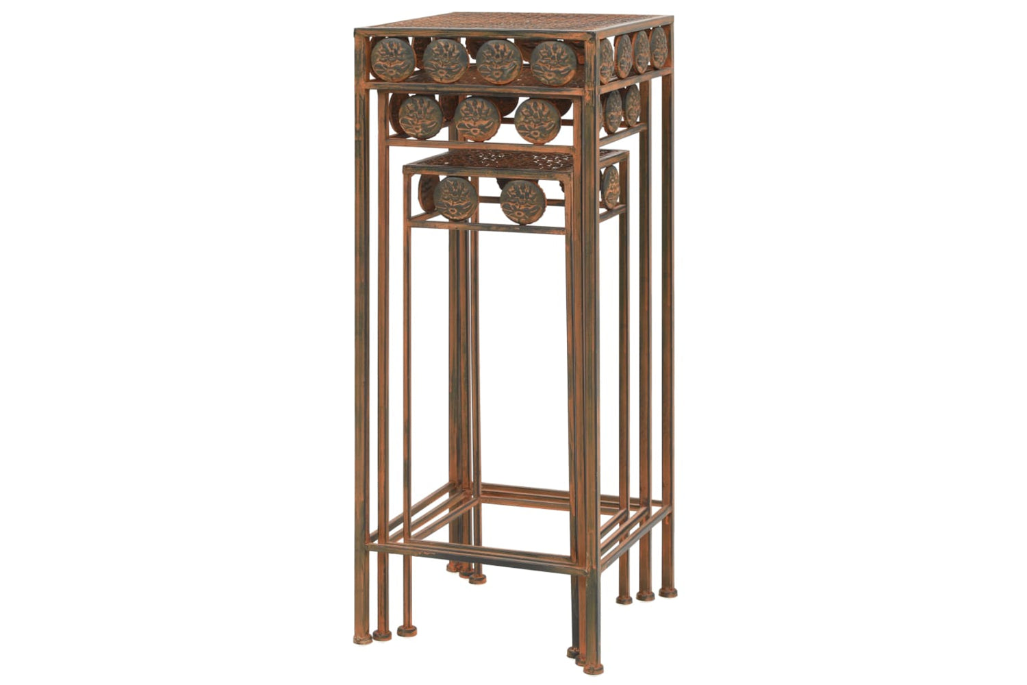 Vidaxl 245928 Plant Stand Set 3 Pieces Vintage Style Metal Rusty-7
