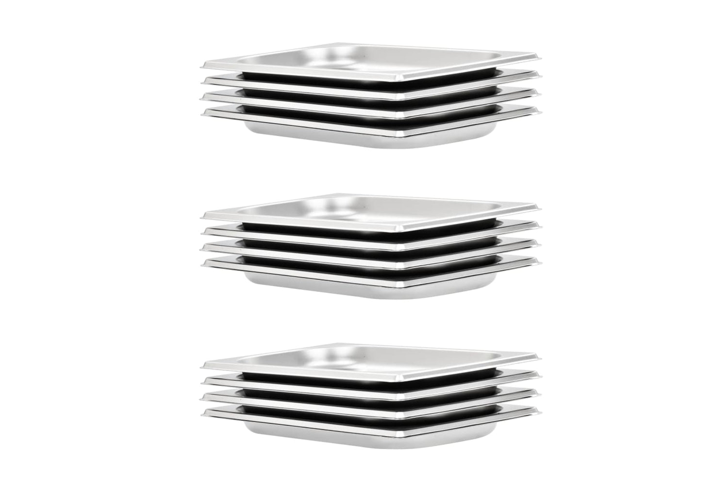 vidaXL 50899 Gastronorm Containers 12 Pcs Gn 1/4 20mm Stainless Steel