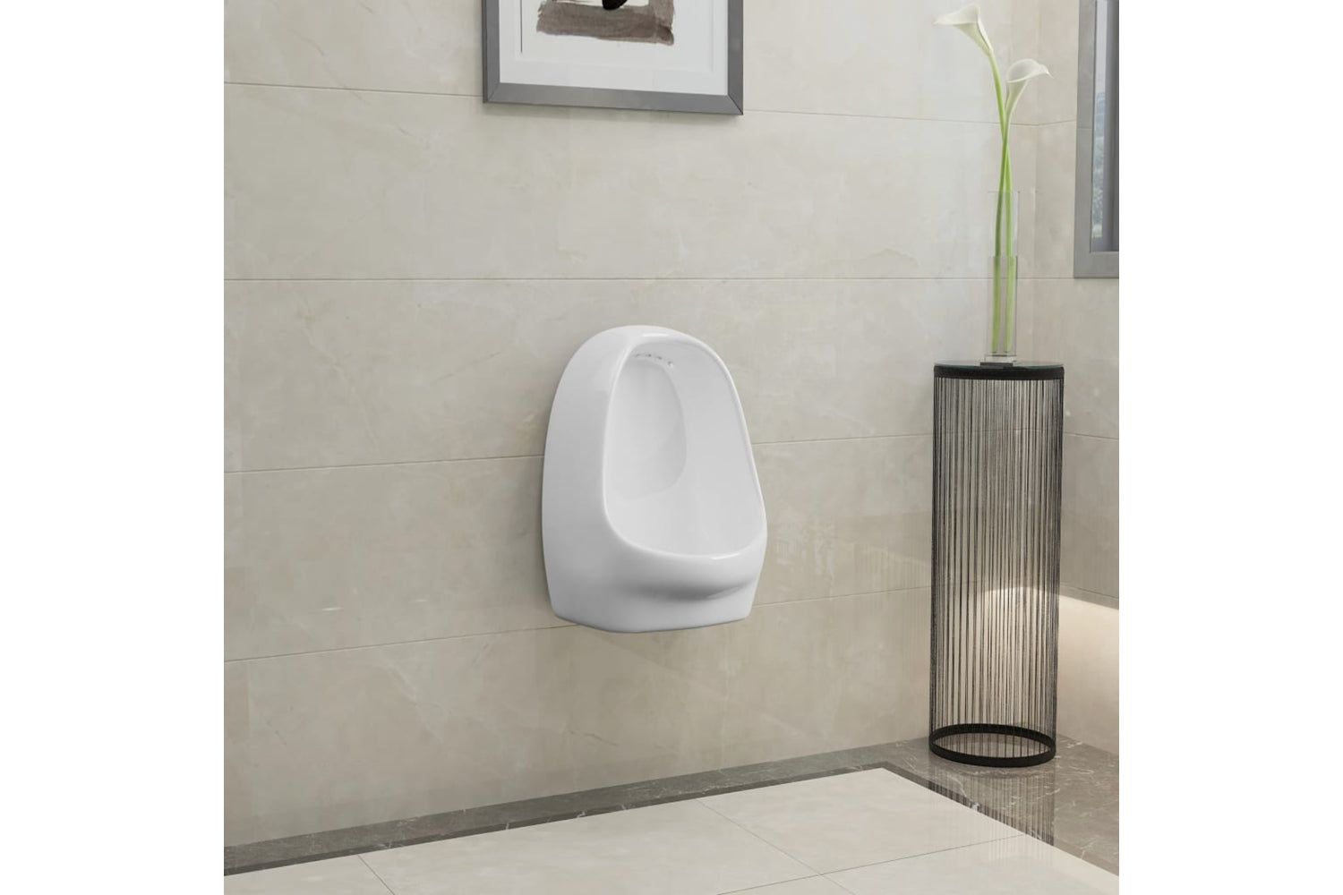 Vidaxl 143986 Wall Hung Urinal With Flush Valve Ceramic White-2