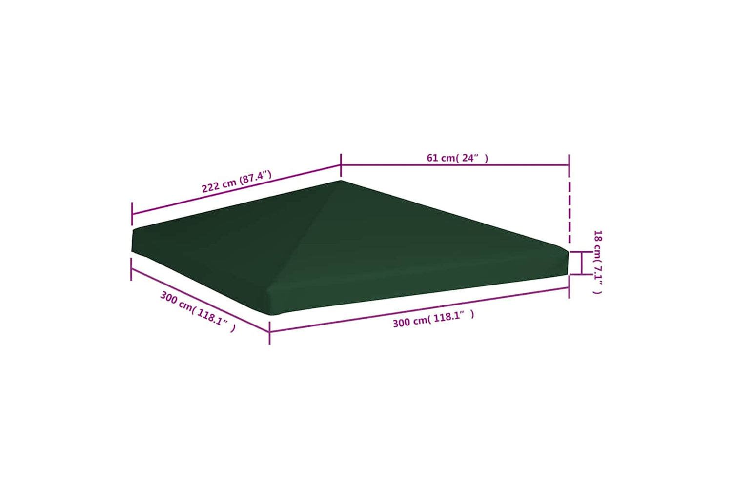 Vidaxl Gazebo Top Cover 310 G/m2 3x3 M Green-6