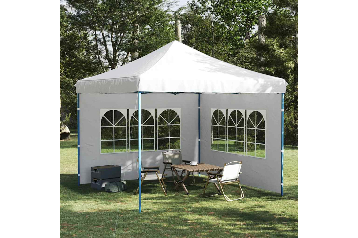 vidaXL Party Tent Sidewall 2 Pcs With Window Pe White-2