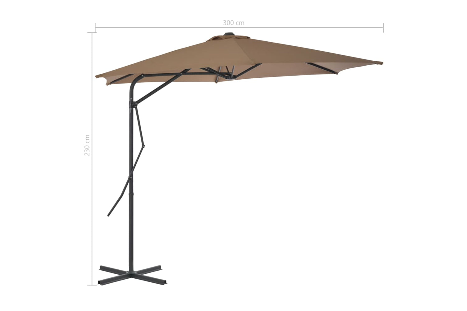 vidaXL 44888 Outdoor Parasol With Steel Pole 300cm Taupe-7