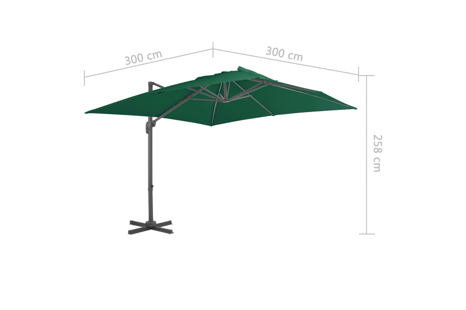 vidaXL 44634 Cantilever Umbrella With Aluminium Pole Green 300x300cm-7
