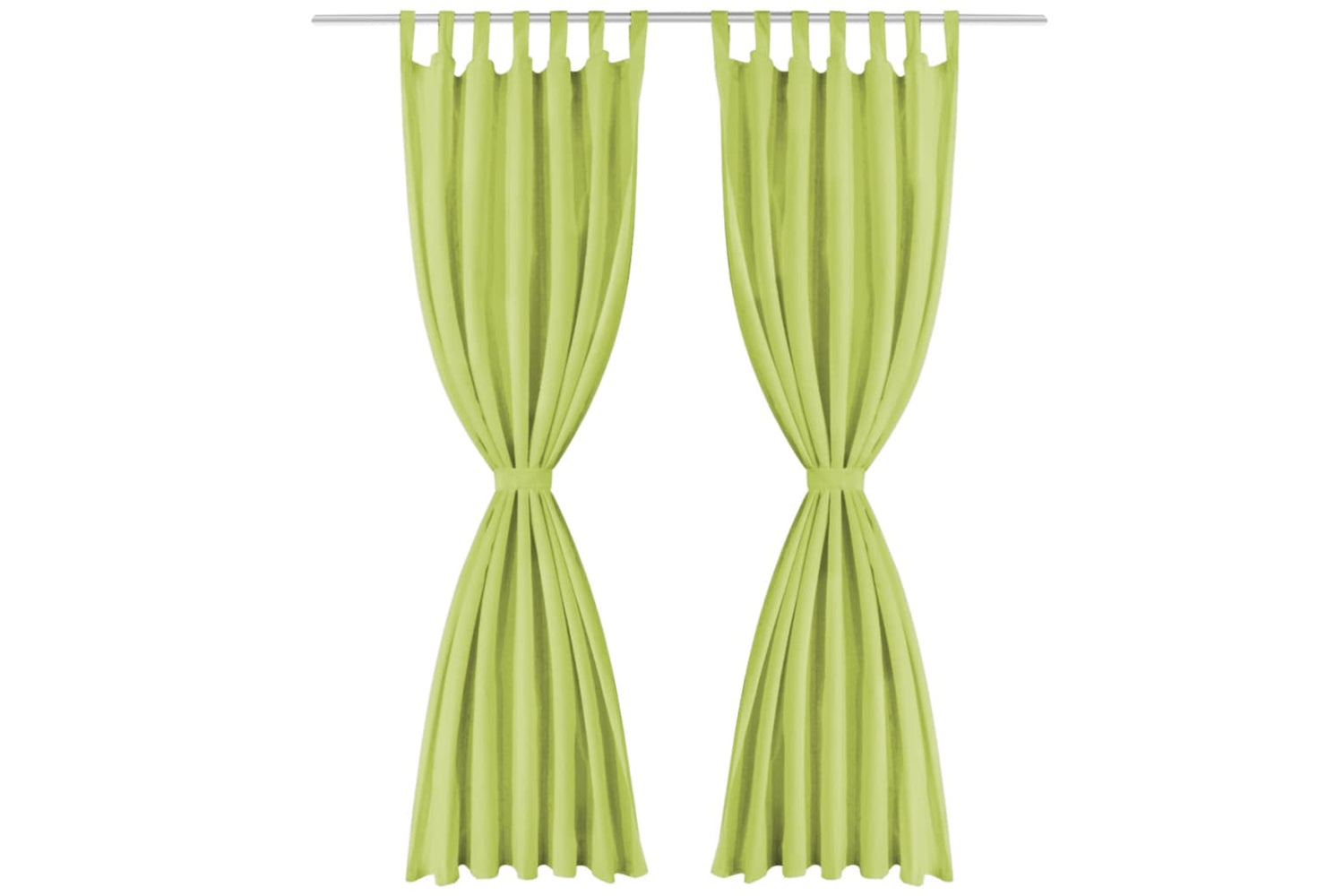 vidaXL 132224 Micro-satin Curtains 2 Pcs With Loops 140x245cm Green-2
