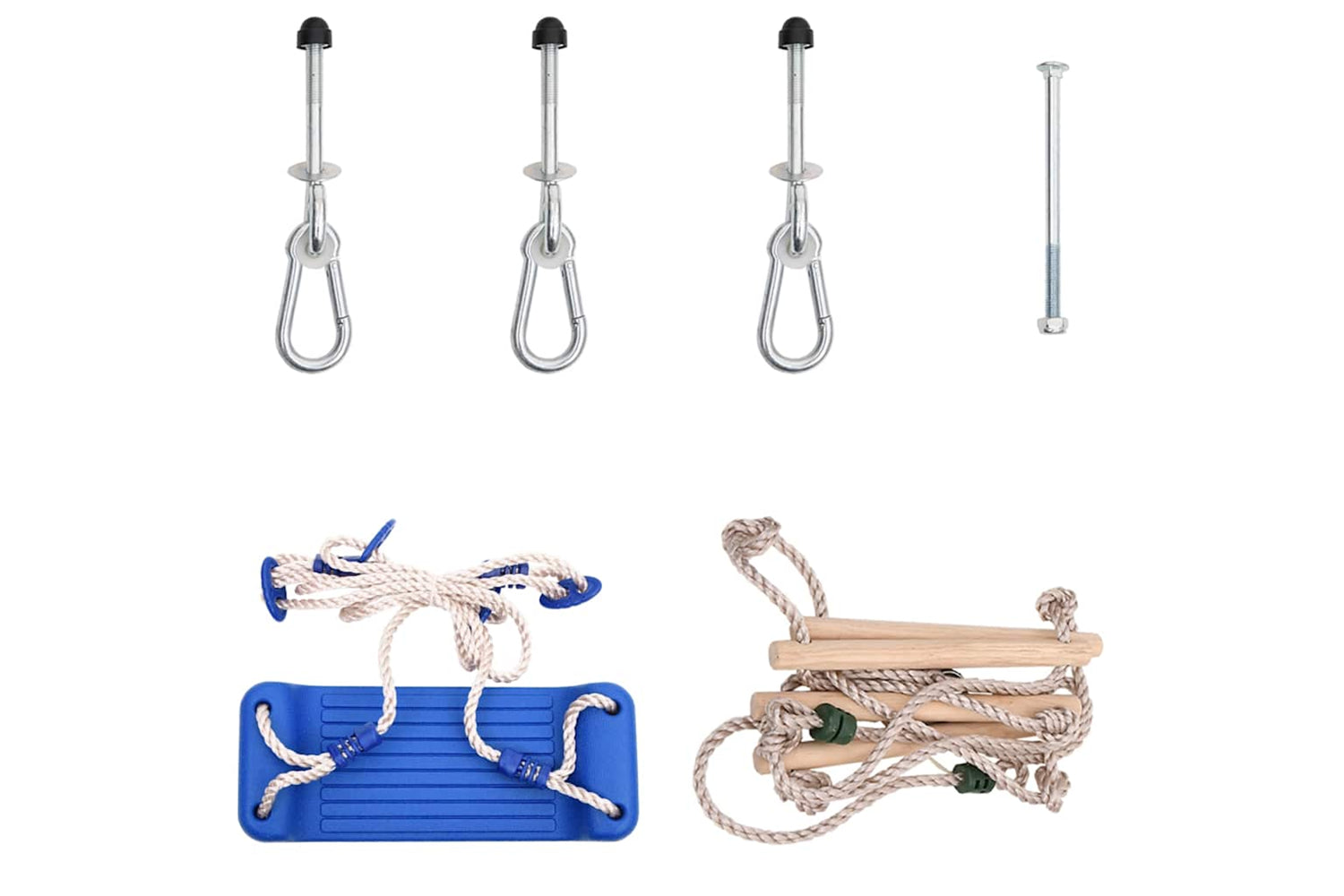 vidaXL 91695 Swing Seat With Rope Ladder And Climbing Stones Blue Pe-2