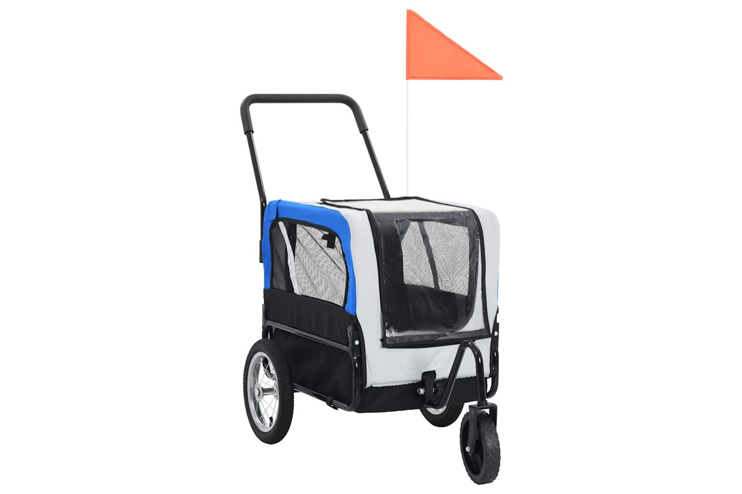 Vidaxl 2-in-1 Pet Bike Trailer & Jogging Stroller Grey And Blue-2