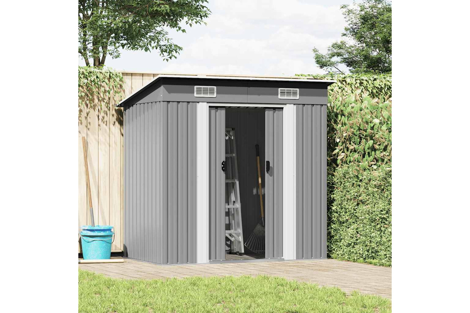 Vidaxl 42982 Garden Shed Grey Metal-2