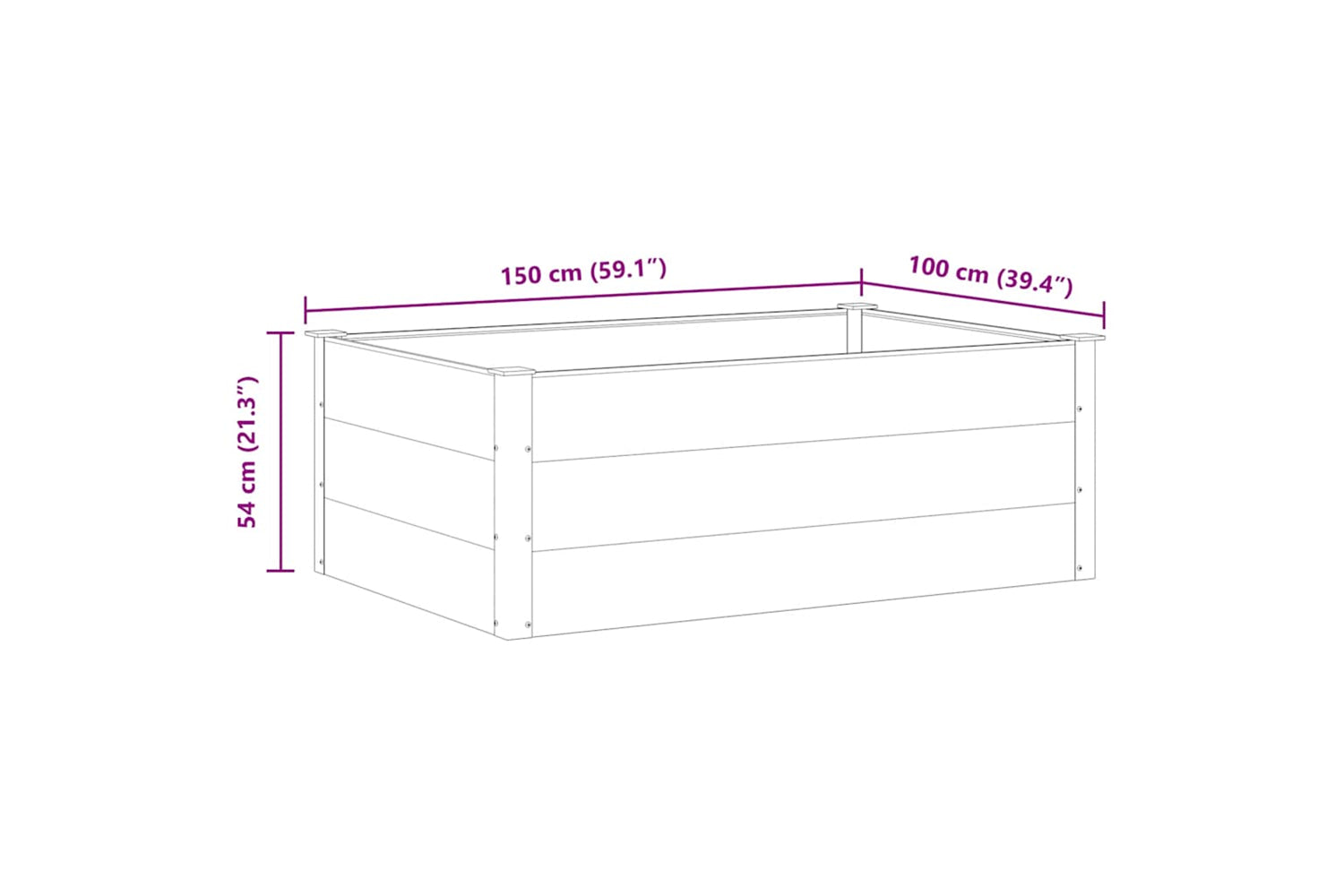 vidaXL 43609 Garden Raised Bed Wpc 150x100x54cm Grey-6