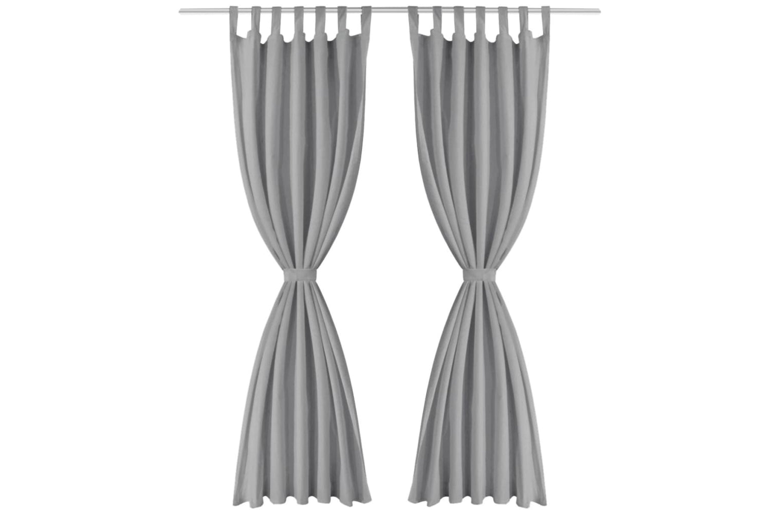 vidaXL 132214 Micro-satin Curtains 2 Pcs With Loops 140x225cm Grey-2