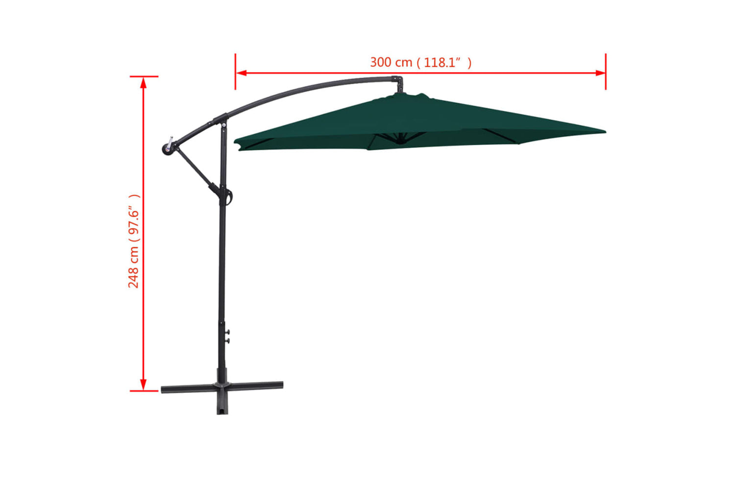 Vidaxl 42200 Cantilever Umbrella 3 M Green-8