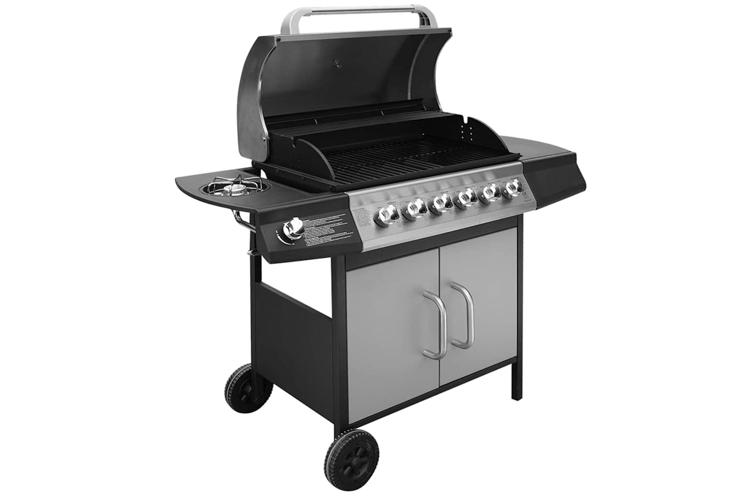 Vidaxl 273793 Gas Barbecue Grill 6+1 Cooking Zone Black And Silver-2
