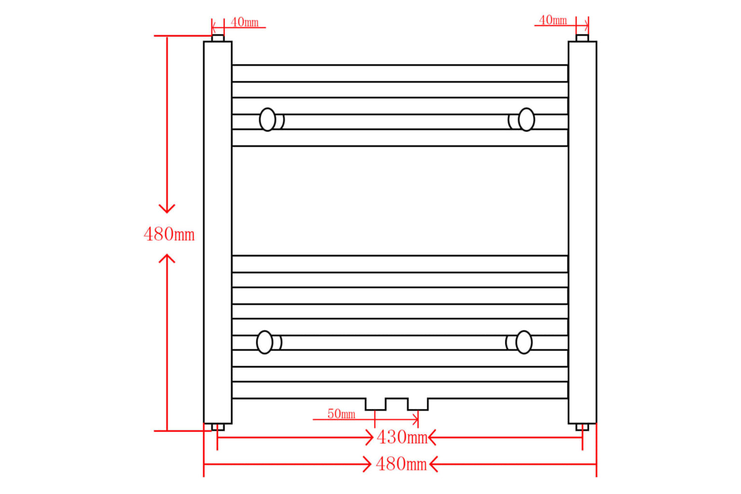 Vidaxl 141896 Grey Bathroom Central Heating Towel Rail Radiator Curve 480x480mm-9