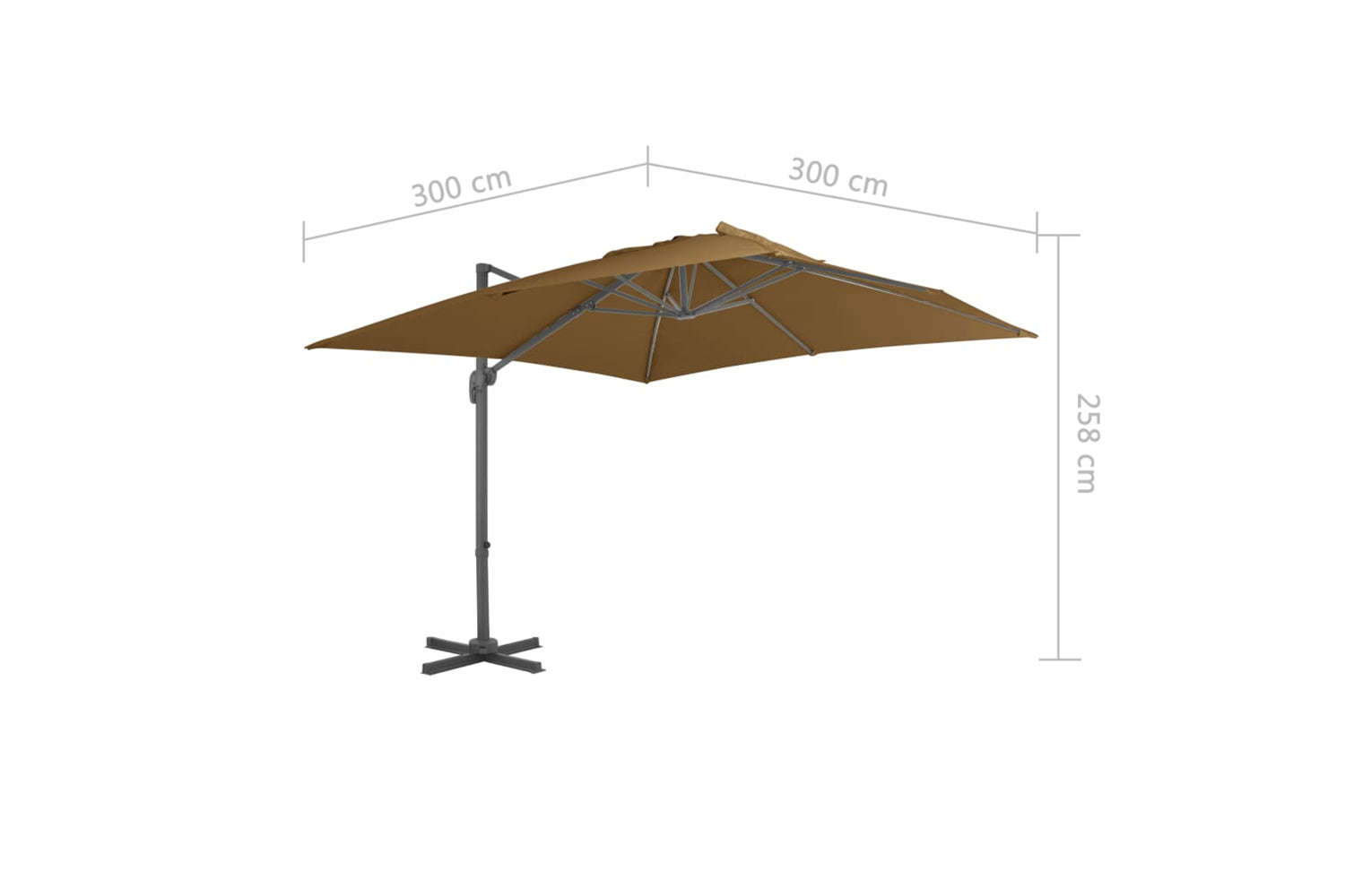 vidaXL 44638 Cantilever Umbrella With Aluminium Pole 300x300cm Taupe-9