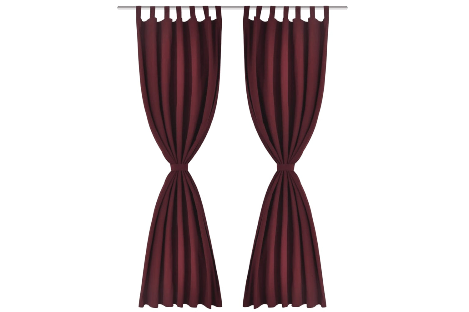 vidaXL 130363 2 Pcs Bordeaux Micro-satin Curtains With Loops 140 X 225cm-2