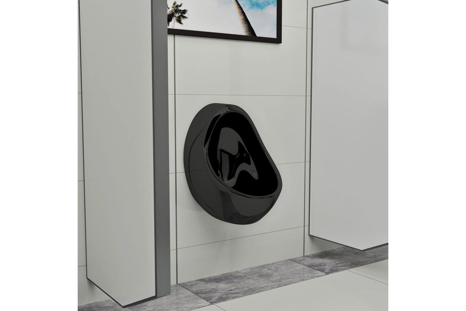 Vidaxl 143992 Wall Hung Urinal With Flush Valve Ceramic Black-2