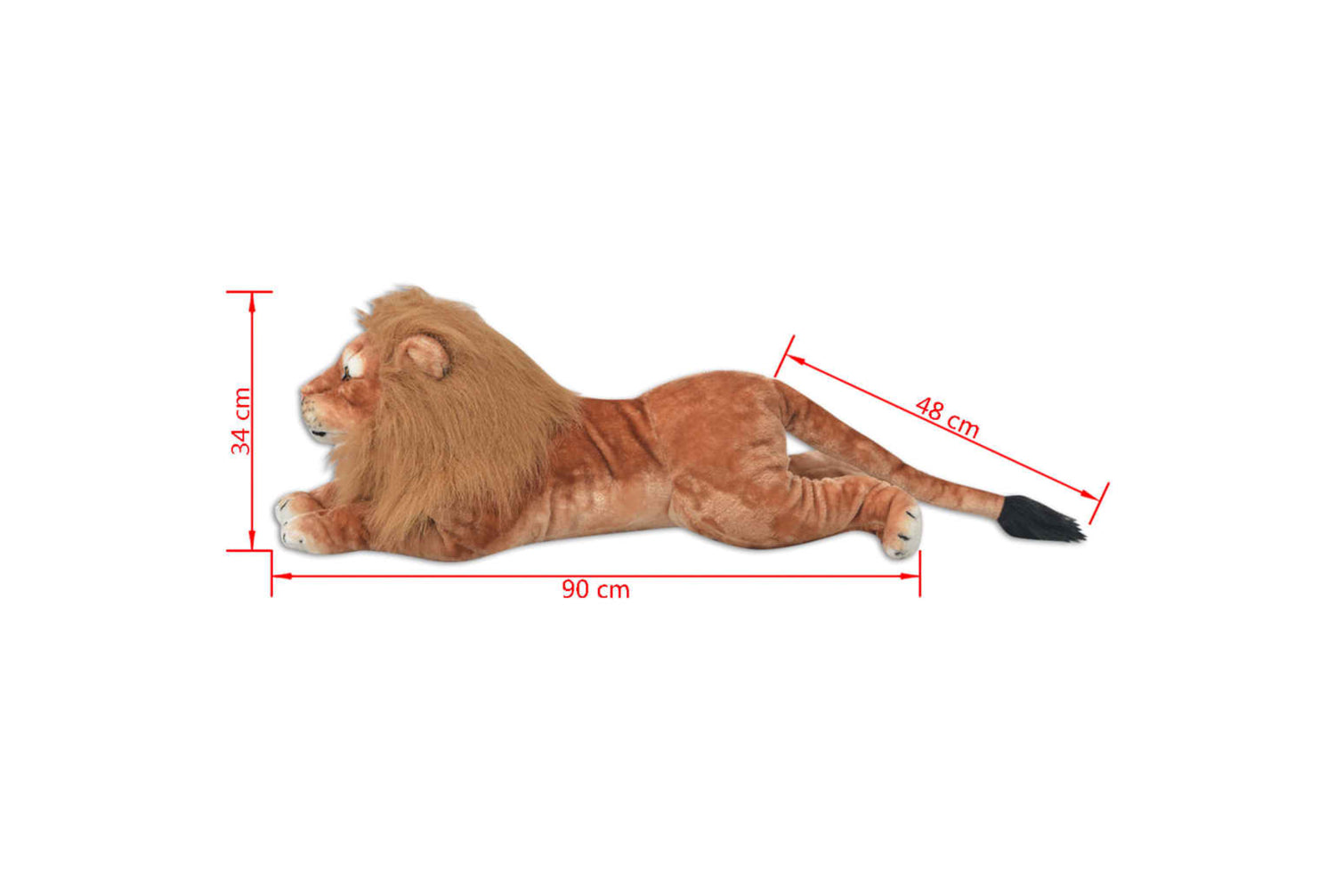 vidaXL 80167 Lion Toy Plush Brown Xxl-5
