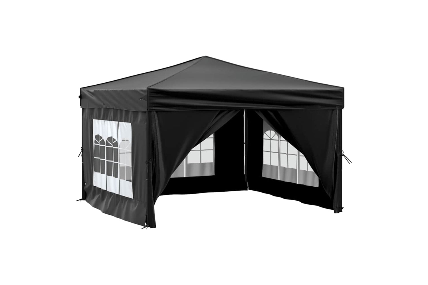 Vidaxl 93525 Folding Party Tent With Sidewalls Black 3x3 M-2
